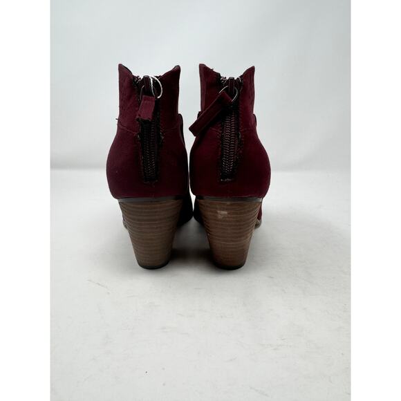 Brand New Violet & Red Women's 9 Burgundy Jackson Lazer Cut Booties Boots - Picture 3 of 11